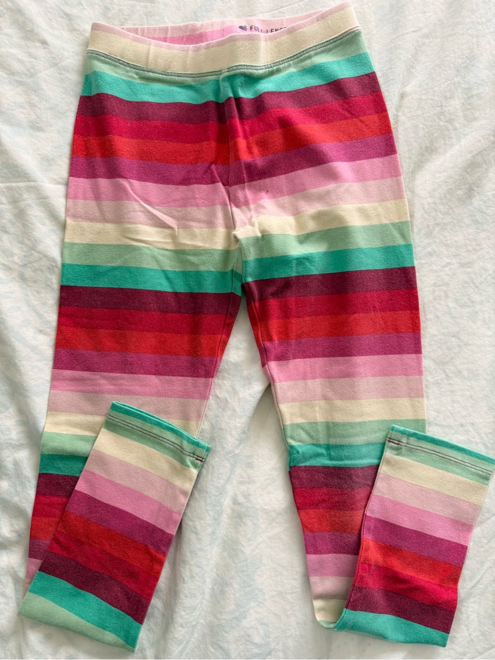 Crewcuts Girls Multi-Color Striped Leggings - Pink, Red, Teal, Cream